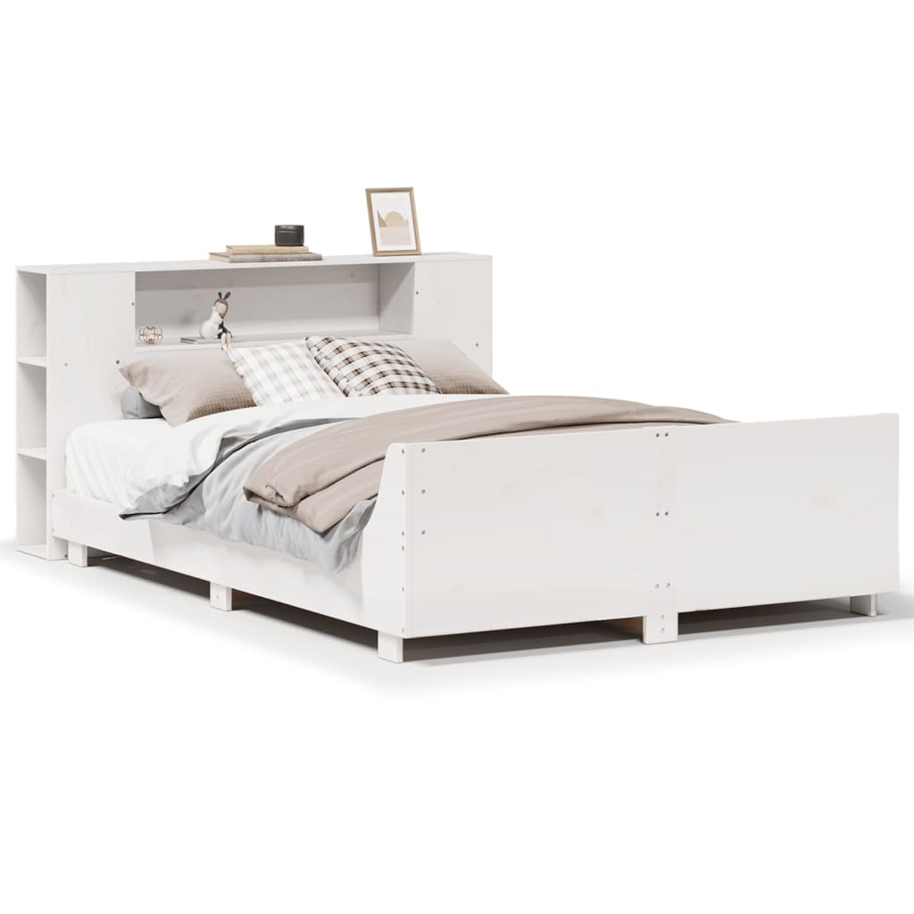 Bedframe zonder matras massief grenenhout wit 135x190 cm