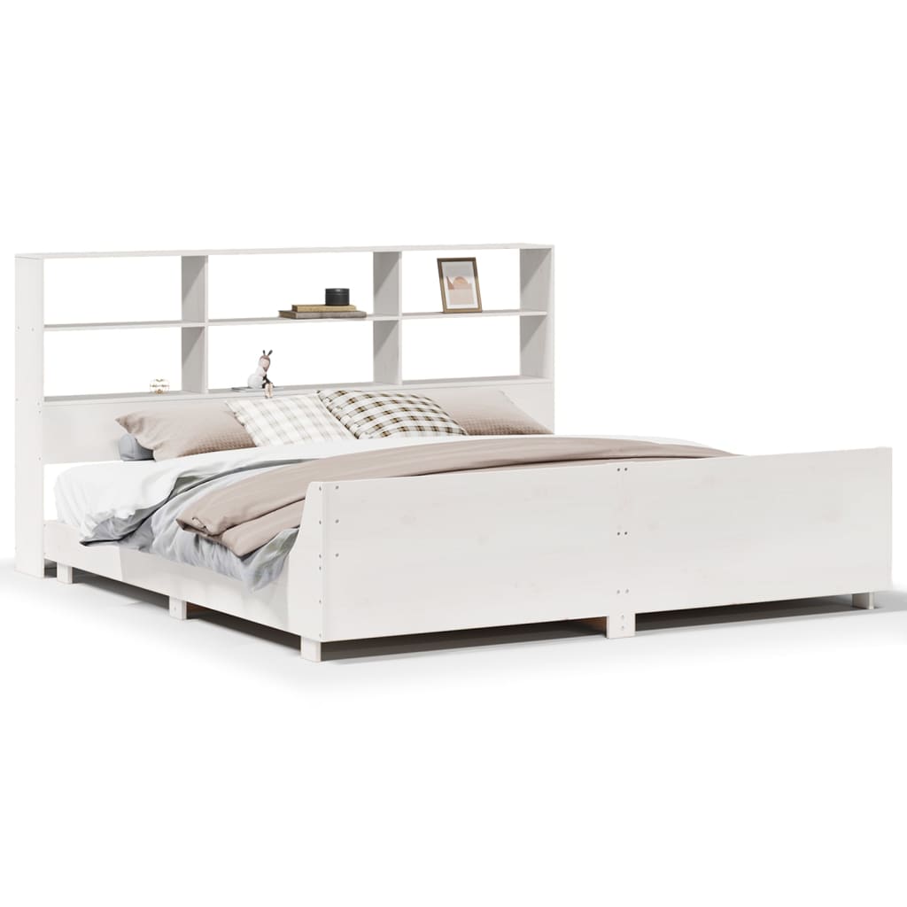 Bedframe zonder matras massief grenenhout wit 180x200 cm