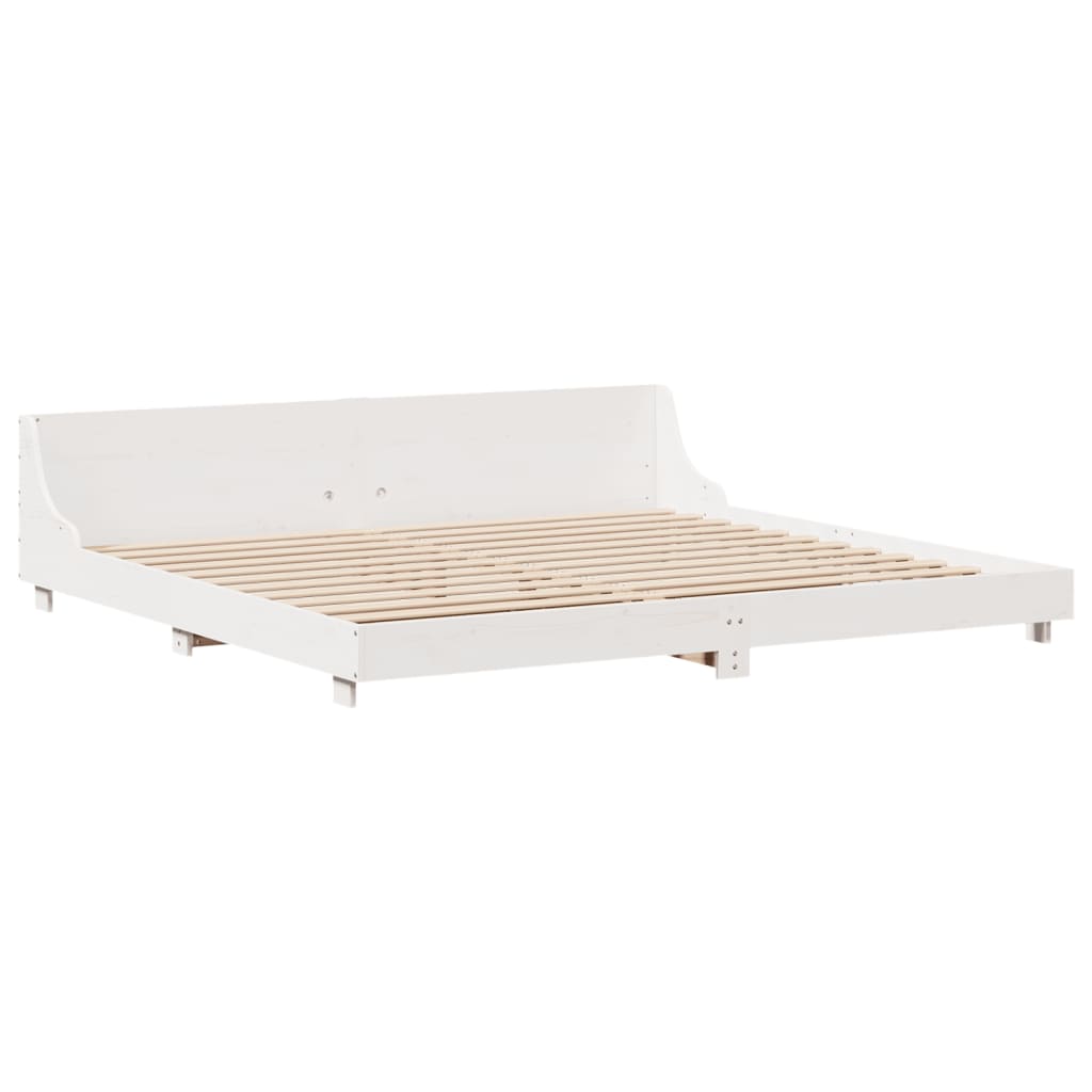 Bedframe zonder matras massief grenenhout wit 180x200 cm