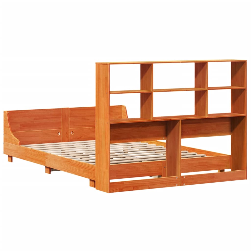 Bedframe zonder matras massief grenenhout wasbruin 160x200 cm