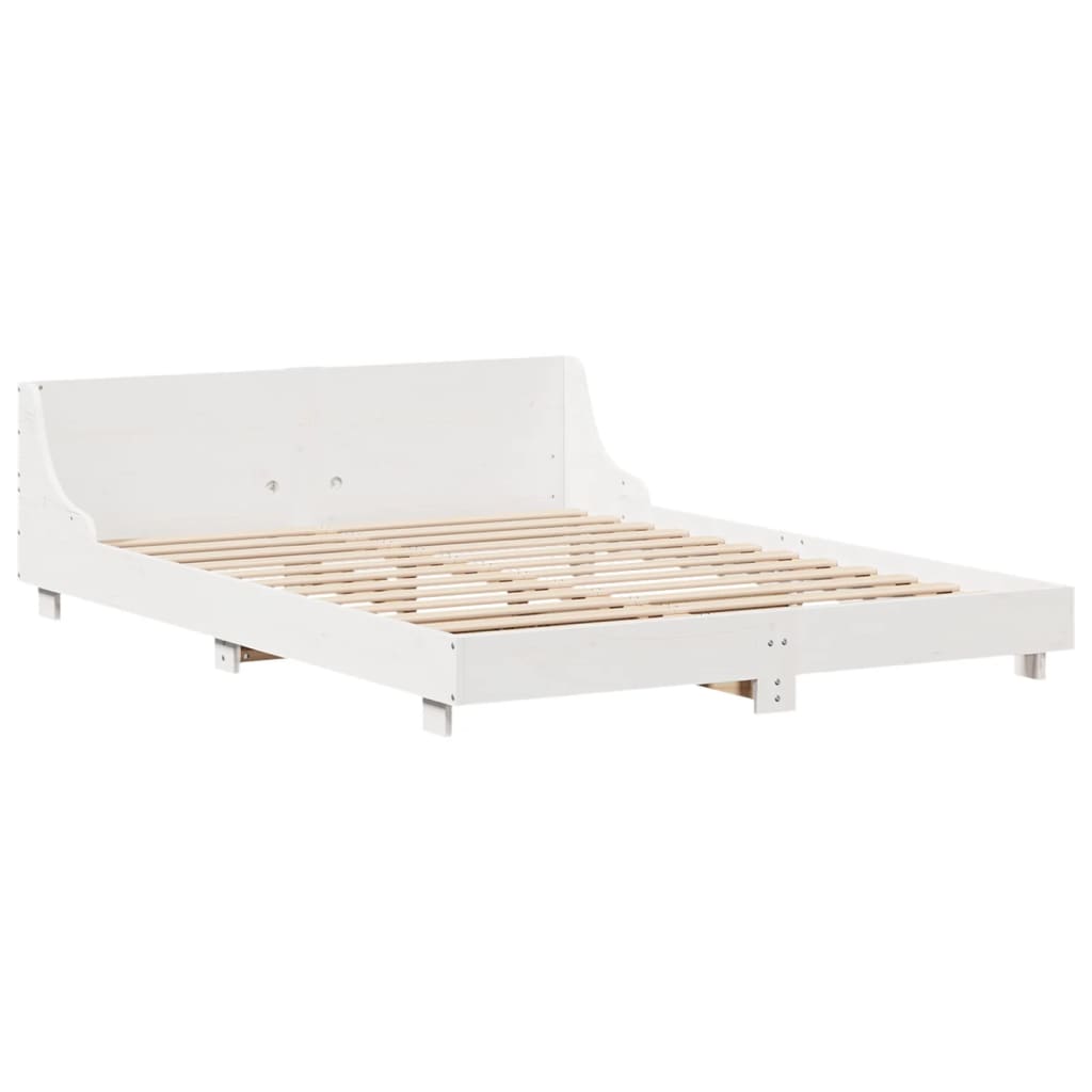 Bedframe zonder matras massief grenenhout wit 140x200 cm