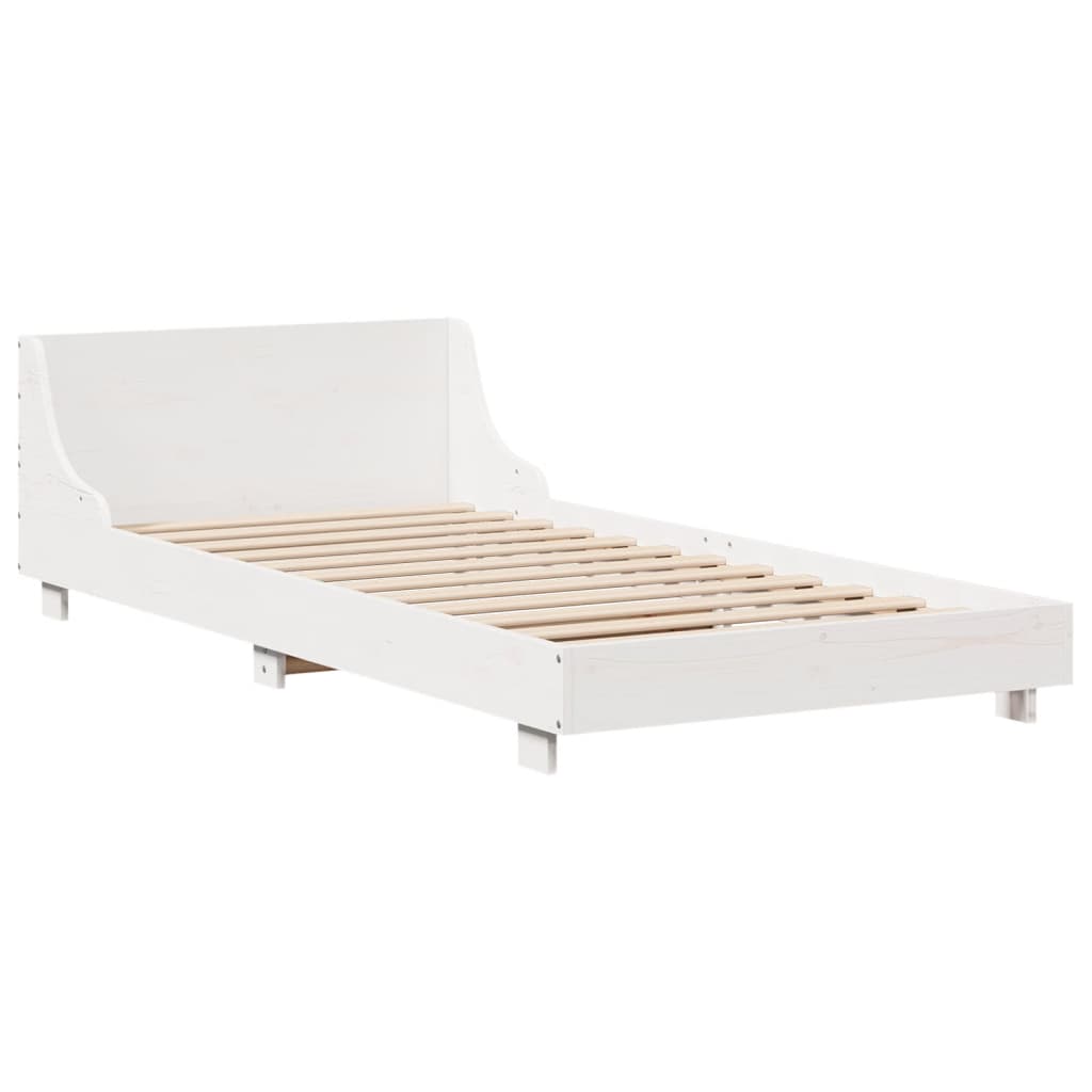 Bedframe zonder matras massief grenenhout wit 140x200 cm