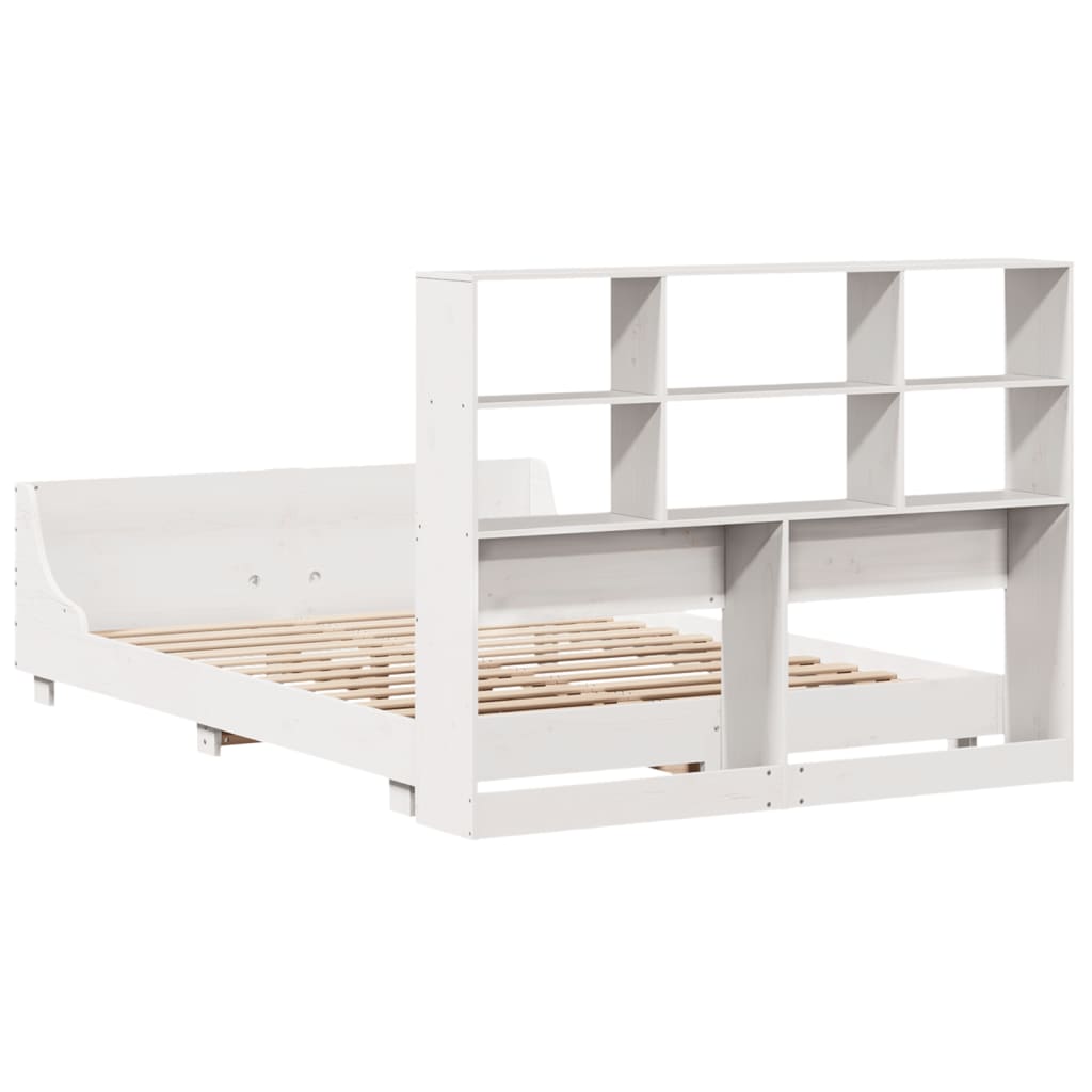 Bedframe zonder matras massief grenenhout wit 140x190 cm