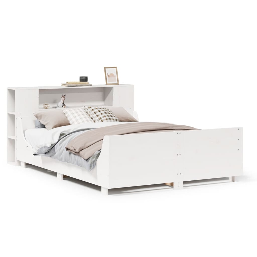 Bedframe zonder matras massief grenenhout wit 135x190 cm