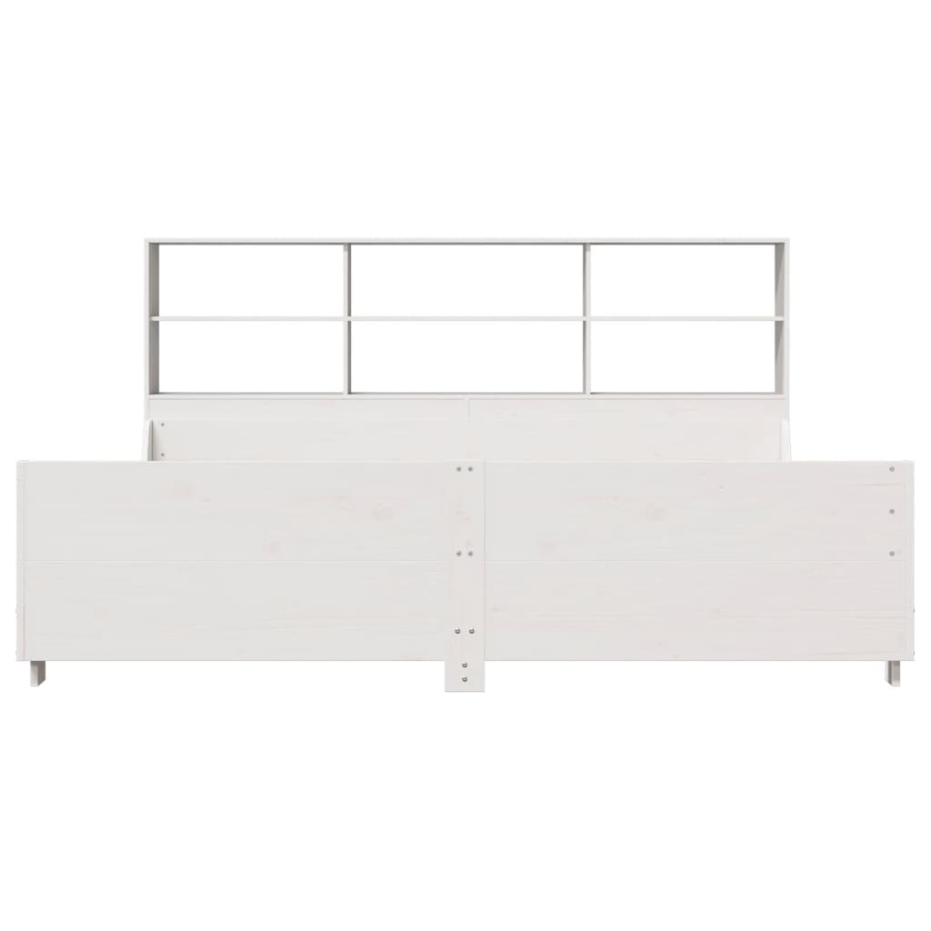 Bed met boekenkast zonder matras massief hout wit 200x200 cm