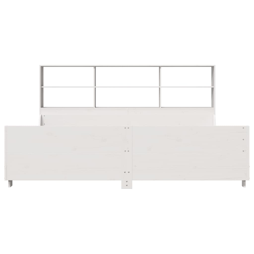 Bed met boekenkast zonder matras massief hout wit 180x200 cm