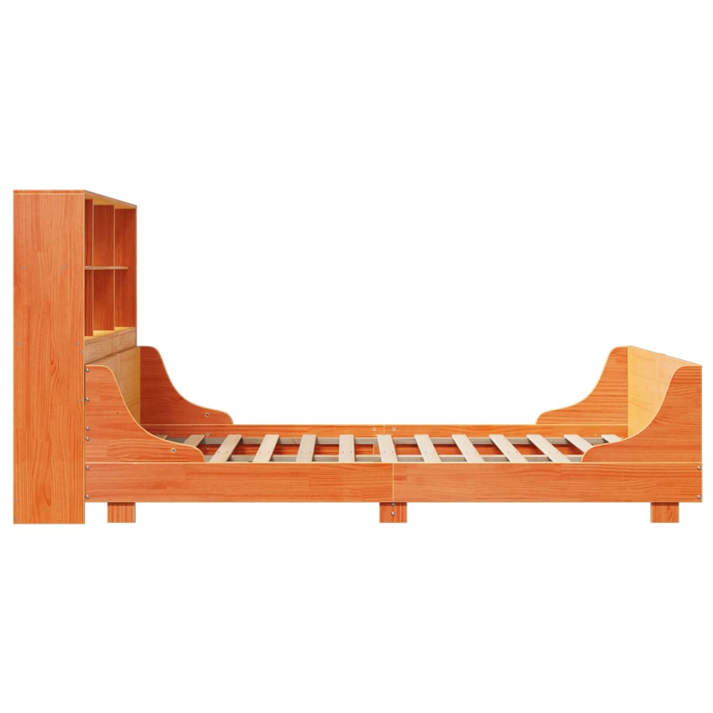 Bed met boekenkast zonder matras hout wasbruin 150x200 cm