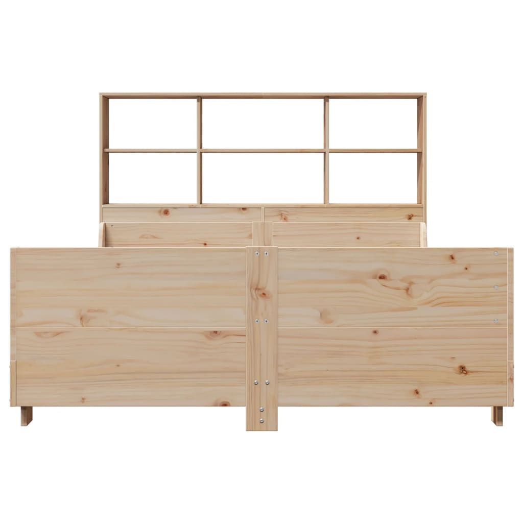 Bed met boekenkast zonder matras massief hout 140x190 cm