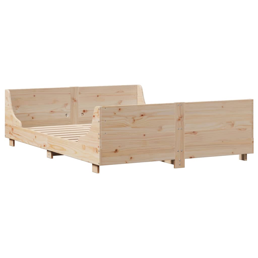 Bed met boekenkast zonder matras massief hout 140x190 cm