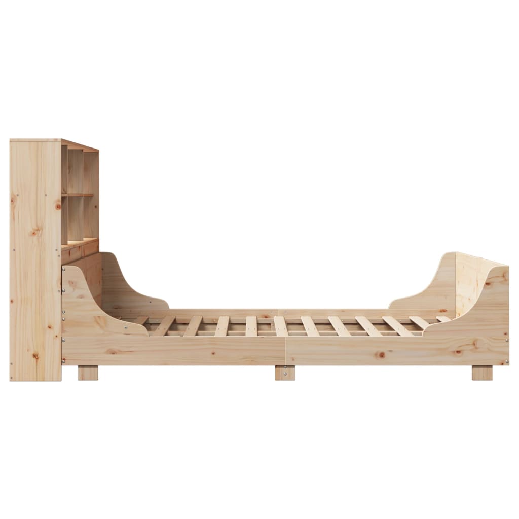 Bed met boekenkast zonder matras massief hout 140x190 cm