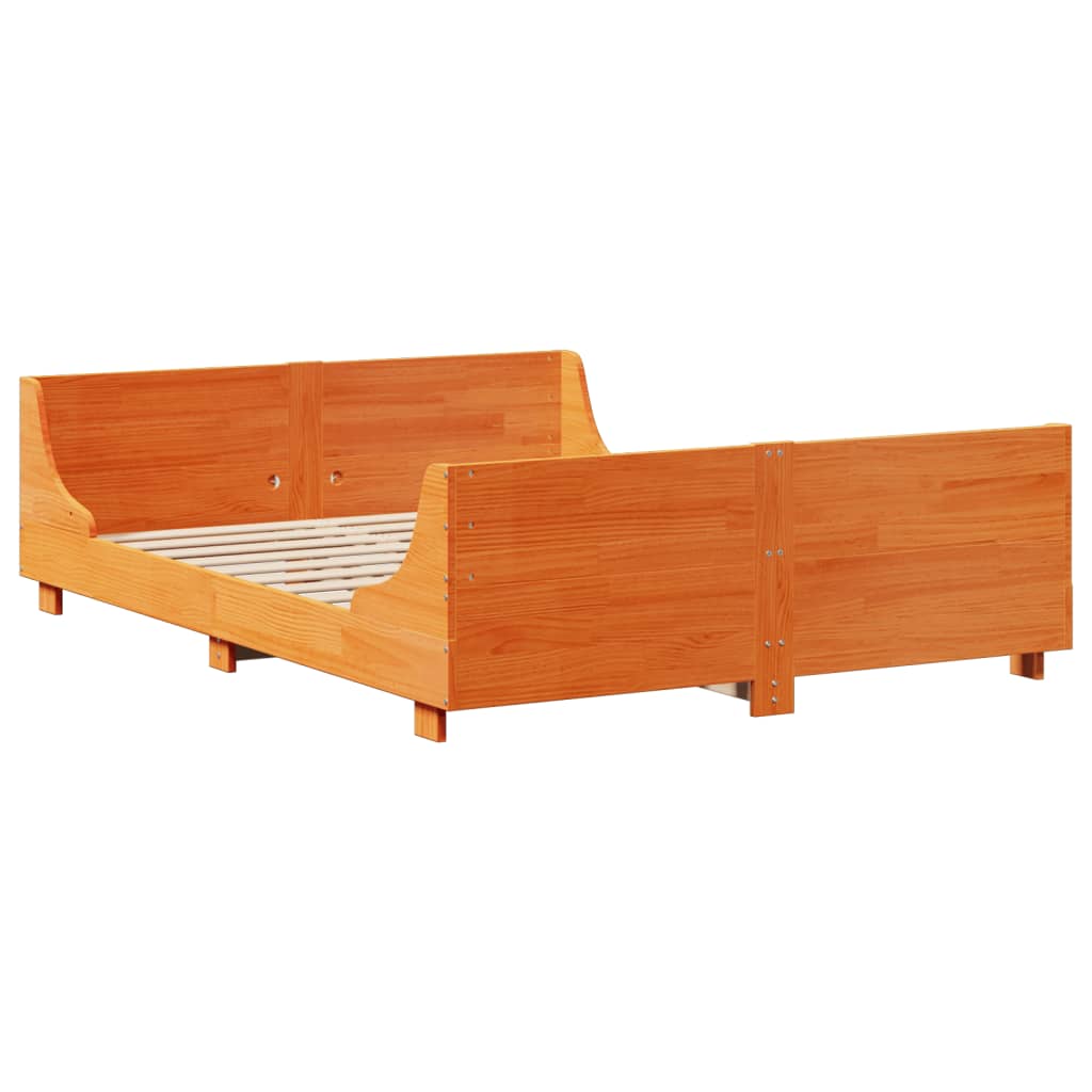 Bed met boekenkast zonder matras hout wasbruin 140x190 cm