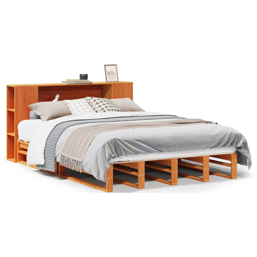 Bed met boekenkast zonder matras hout wasbruin 120x200 cm Bedden & bedframes | Creëer jouw Trendy Thuis | Gratis bezorgd & Retour | Trendy.nl