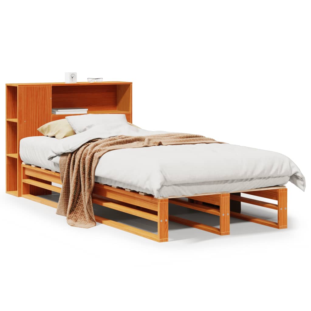 Bed met boekenkast zonder matras massief hout wasbruin 75x190cm Bedden & bedframes | Creëer jouw Trendy Thuis | Gratis bezorgd & Retour | Trendy.nl