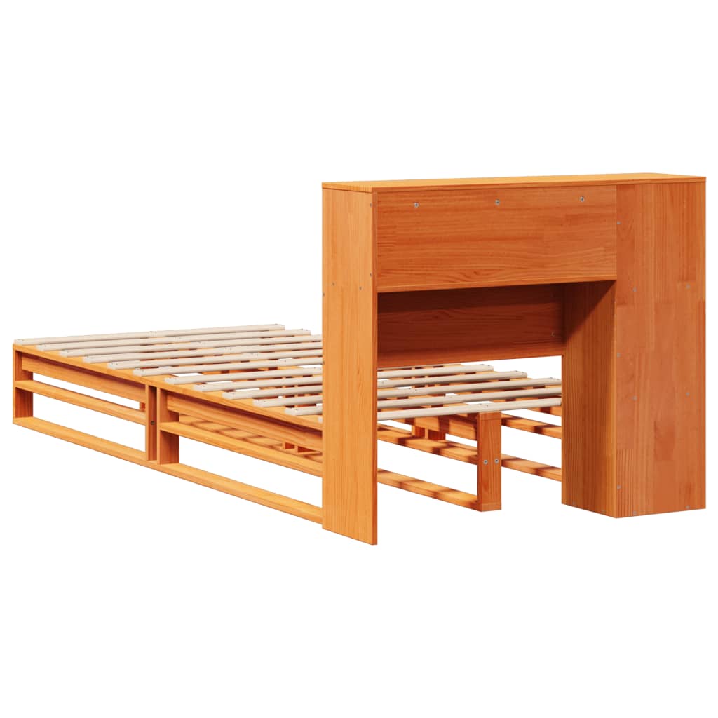 Bed met boekenkast zonder matras massief hout wasbruin 75x190cm Bedden & bedframes | Creëer jouw Trendy Thuis | Gratis bezorgd & Retour | Trendy.nl