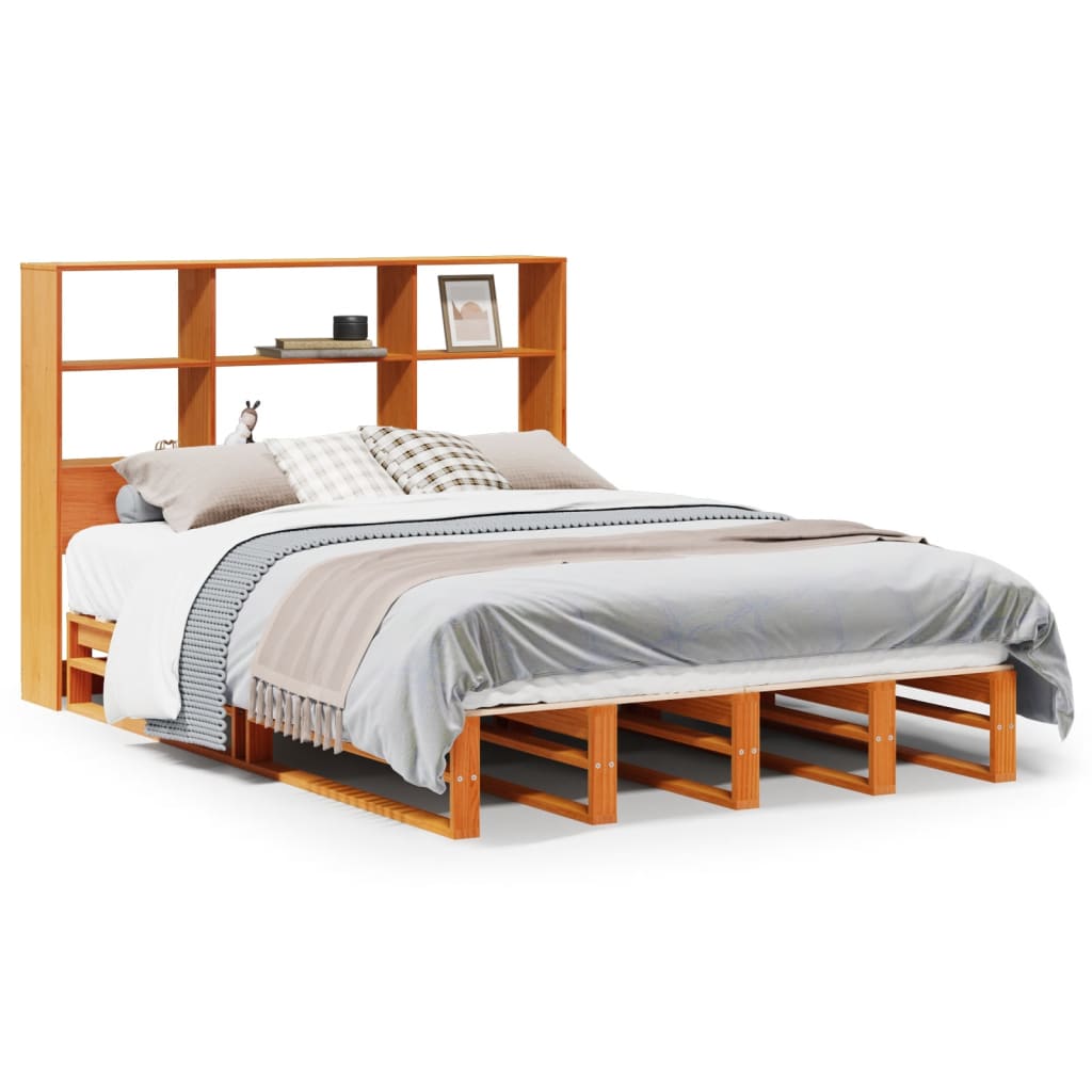 Bed met boekenkast zonder matras hout wasbruin 120x200 cm Bedden & bedframes | Creëer jouw Trendy Thuis | Gratis bezorgd & Retour | Trendy.nl