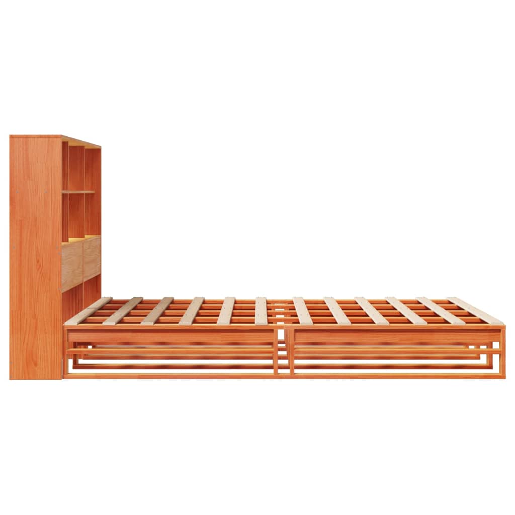 Bed met boekenkast zonder matras hout wasbruin 120x200 cm Bedden & bedframes | Creëer jouw Trendy Thuis | Gratis bezorgd & Retour | Trendy.nl