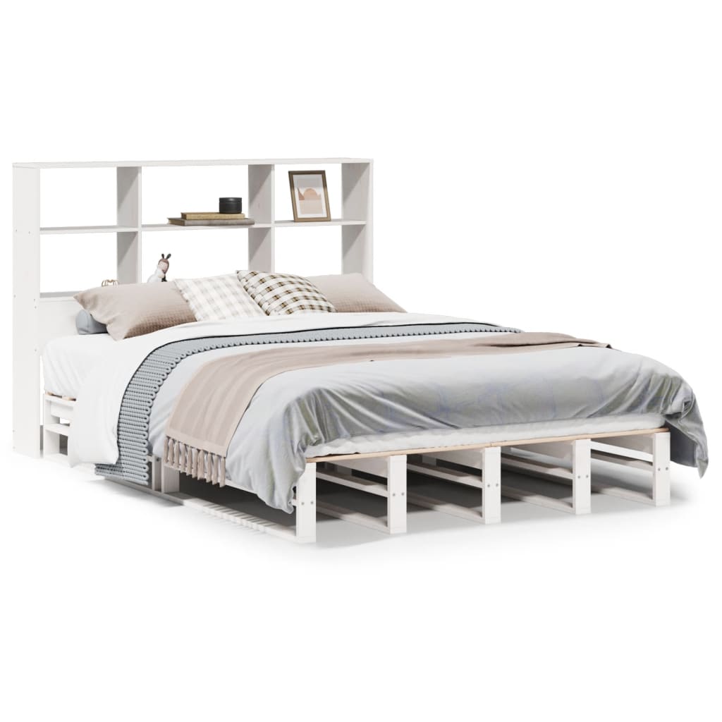 Bed met boekenkast zonder matras massief hout wit 150x200 cm Bedden & bedframes | Creëer jouw Trendy Thuis | Gratis bezorgd & Retour | Trendy.nl