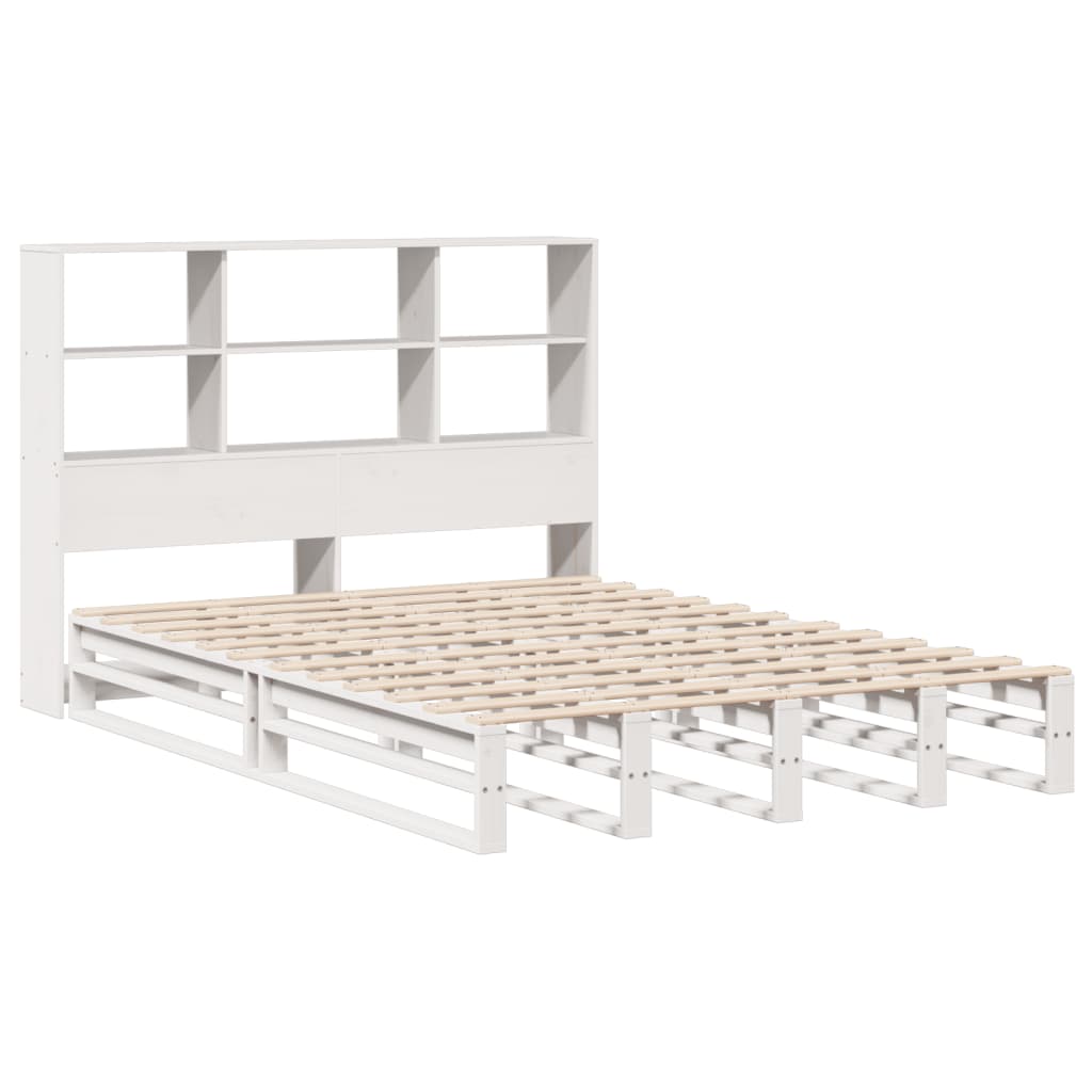 Bed met boekenkast zonder matras massief hout wit 150x200 cm Bedden & bedframes | Creëer jouw Trendy Thuis | Gratis bezorgd & Retour | Trendy.nl