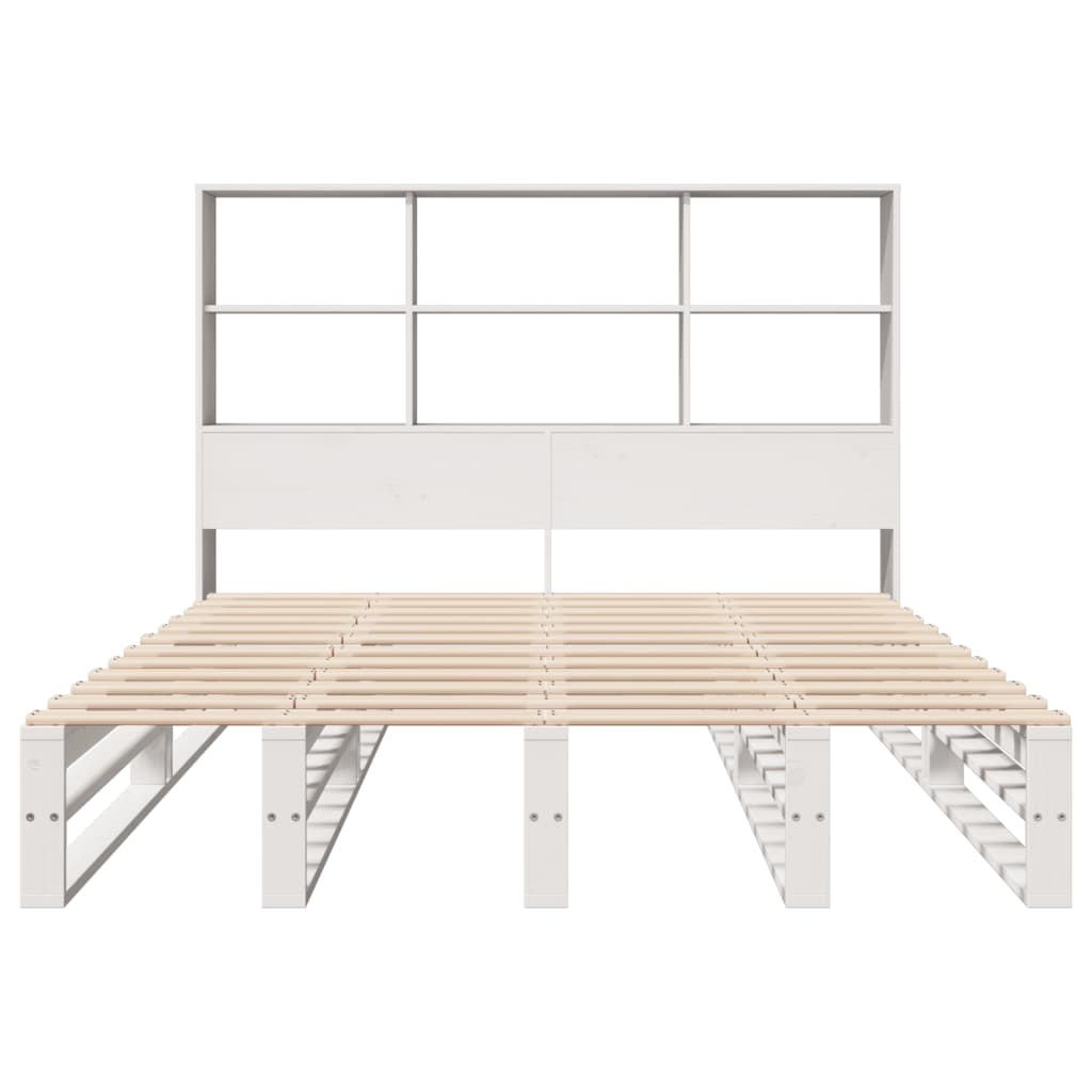 Bed met boekenkast zonder matras massief hout wit 150x200 cm Bedden & bedframes | Creëer jouw Trendy Thuis | Gratis bezorgd & Retour | Trendy.nl