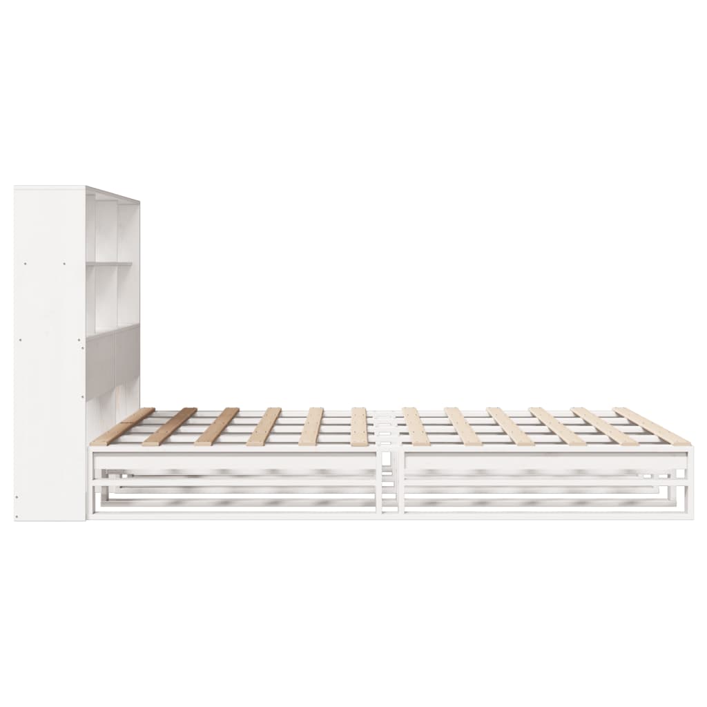 Bed met boekenkast zonder matras massief hout wit 150x200 cm Bedden & bedframes | Creëer jouw Trendy Thuis | Gratis bezorgd & Retour | Trendy.nl