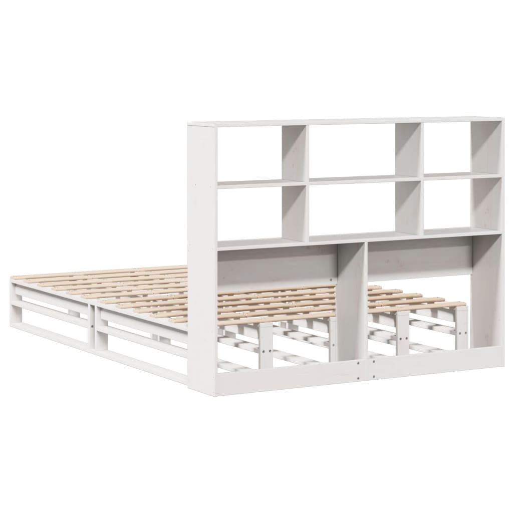 Bed met boekenkast zonder matras massief hout wit 150x200 cm Bedden & bedframes | Creëer jouw Trendy Thuis | Gratis bezorgd & Retour | Trendy.nl