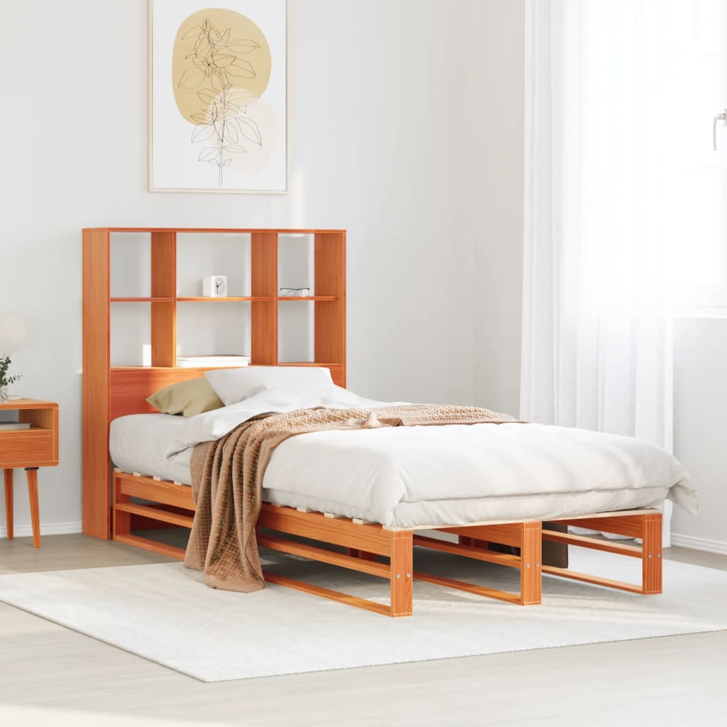 Bed met boekenkast zonder matras hout wasbruin 90x190 cm Bedden & bedframes | Creëer jouw Trendy Thuis | Gratis bezorgd & Retour | Trendy.nl