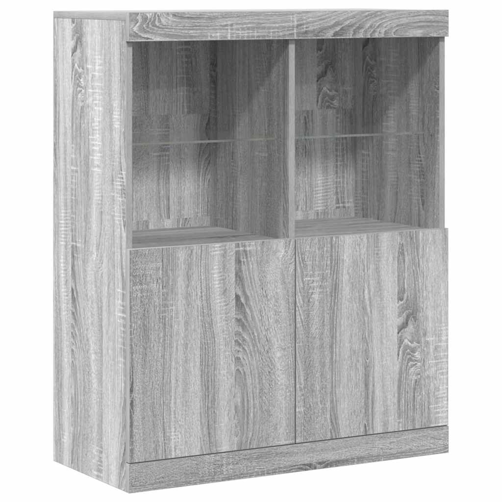 Dressoir 81x37x100 cm bewerkt hout grijs sonoma eikenkleurig