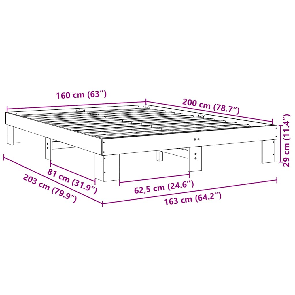 Bedframe zonder matras 160x200 cm massief hout eiken