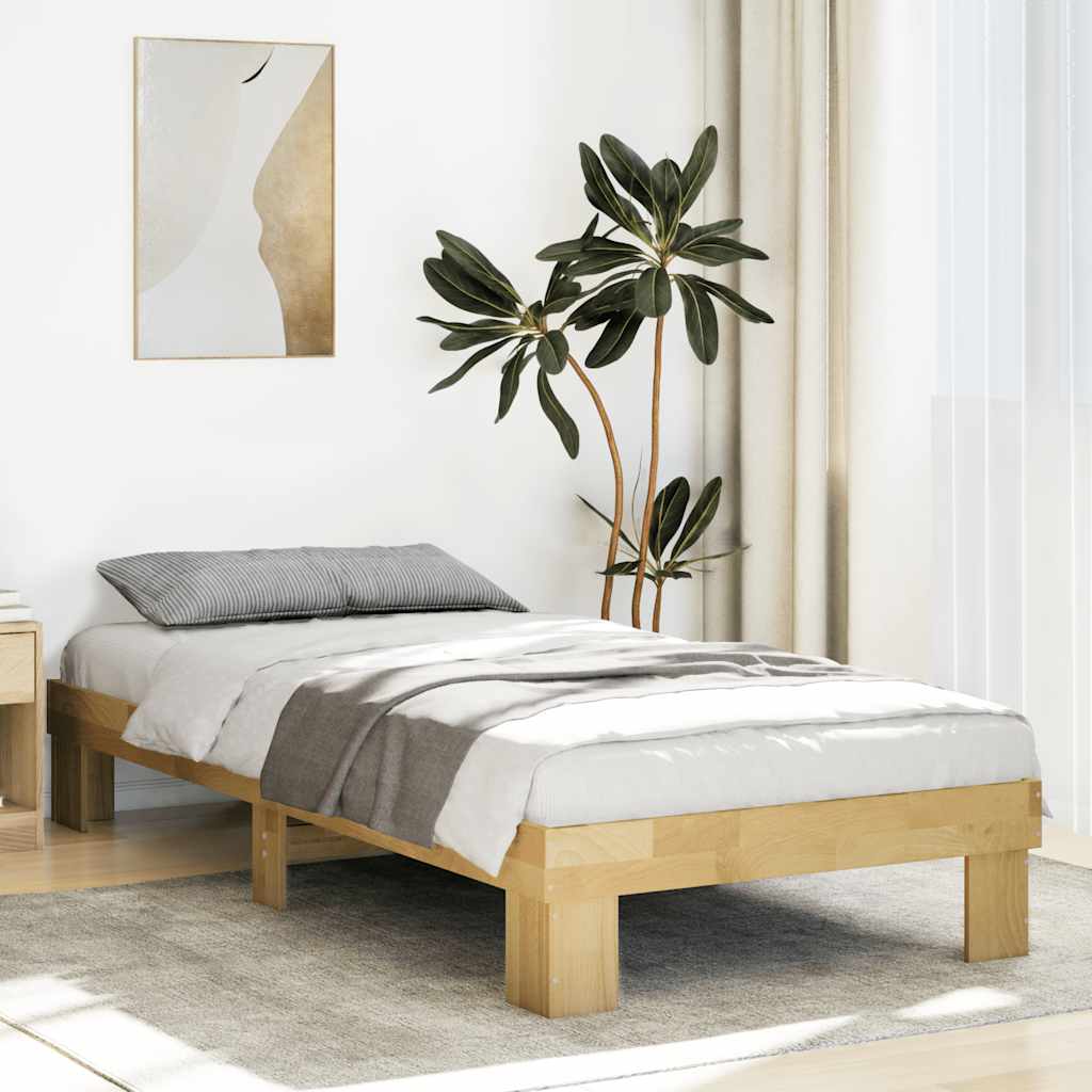 Bedframe zonder matras 75x190 cm massief hout eiken