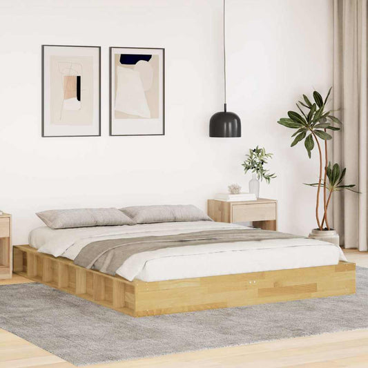 Bedframe zonder matras 135x190 cm massief hout eiken