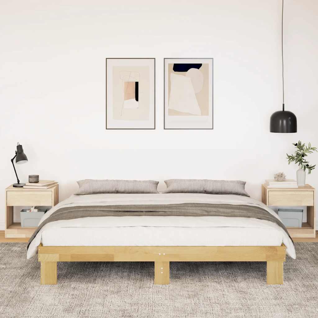 Bedframe zonder matras 200x200 cm massief hout eiken