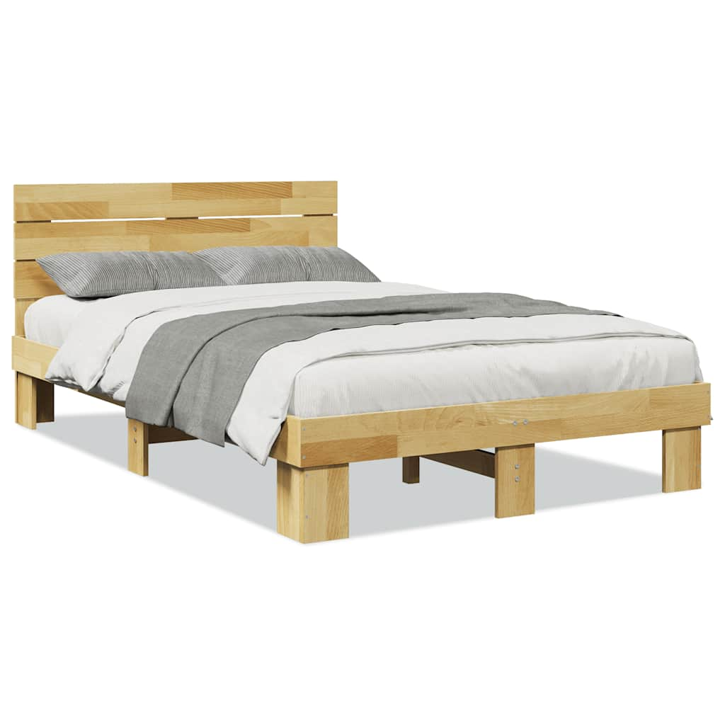 Bedframe hoofdeinde zonder matras 120x190 cm massief hout eiken