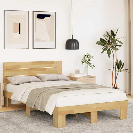 Bedframe hoofdeinde zonder matras 120x190 cm massief hout eiken