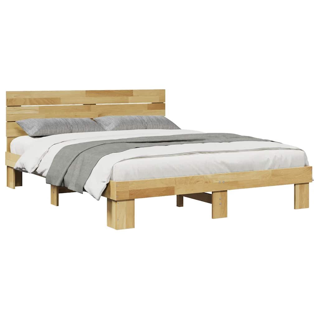 Bedframe hoofdeinde zonder matras 140x190 cm massief hout eiken