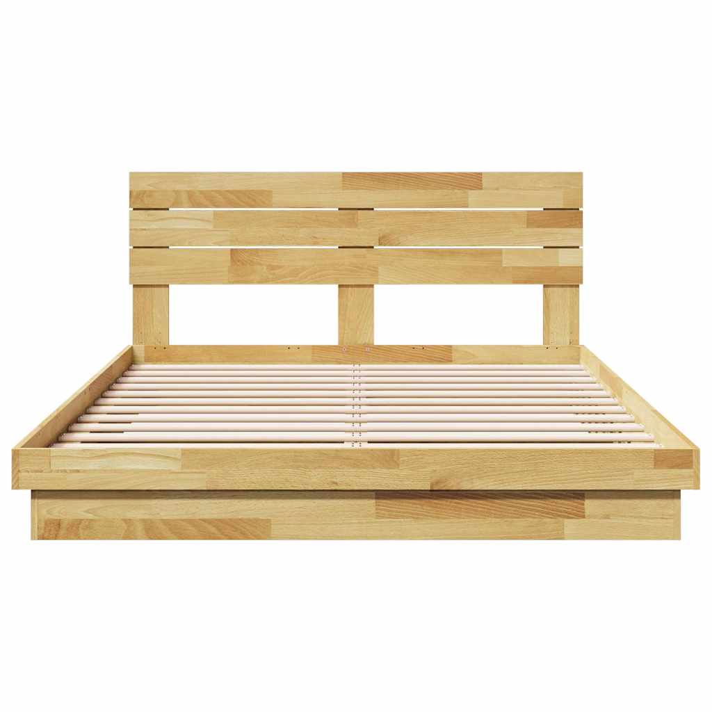 Bedframe hoofdeinde zonder matras 140x200 cm massief hout eiken