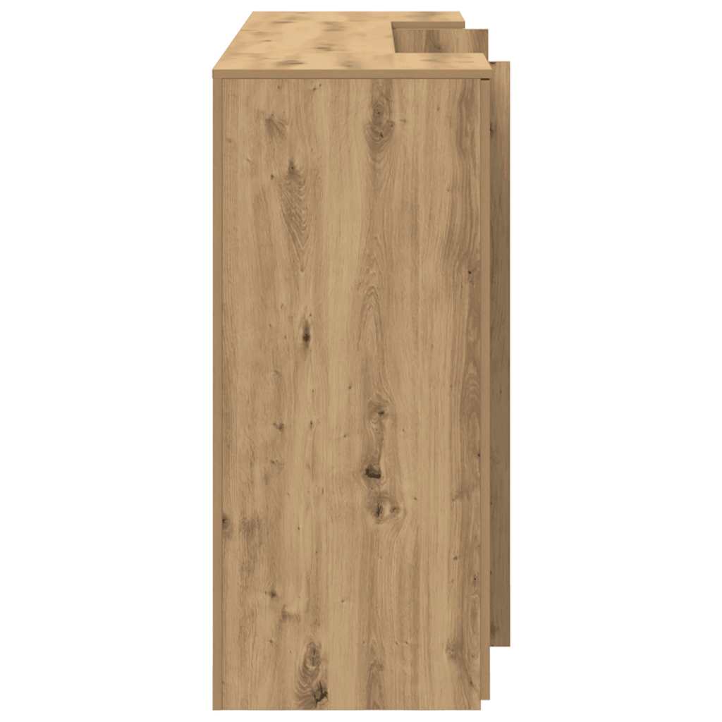 Receptiebalie 180x50x103,5cm bewerkt hout artisanaal eikenkleur