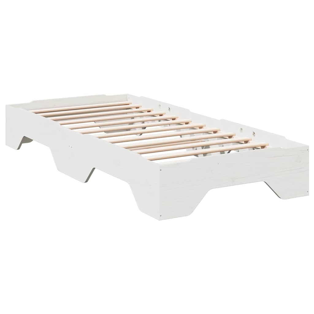 Bedframe zonder matras stapelbaar 100x200 cm massief hout wit