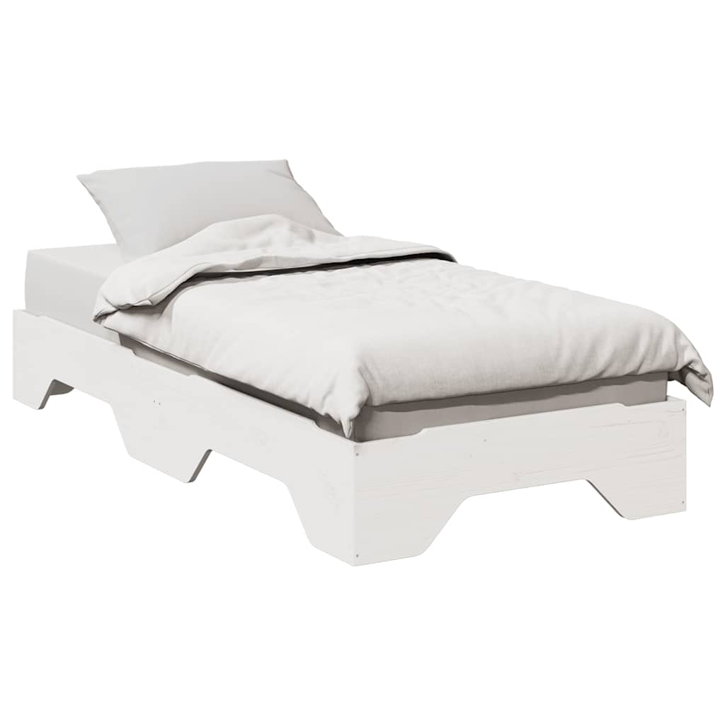 Bedframe zonder matras stapelbaar 100x200 cm massief hout wit