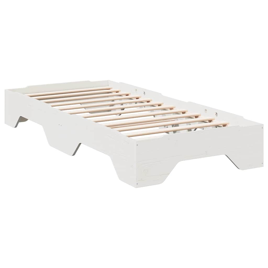 Bedframe zonder matras stapelbaar 90x190 cm massief hout wit