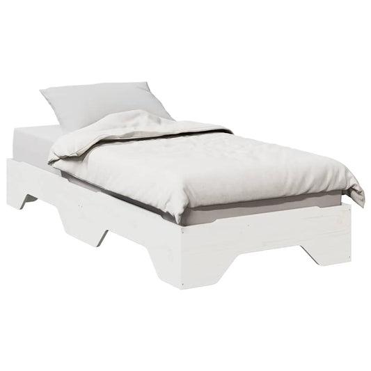 Bedframe zonder matras stapelbaar 90x190 cm massief hout wit