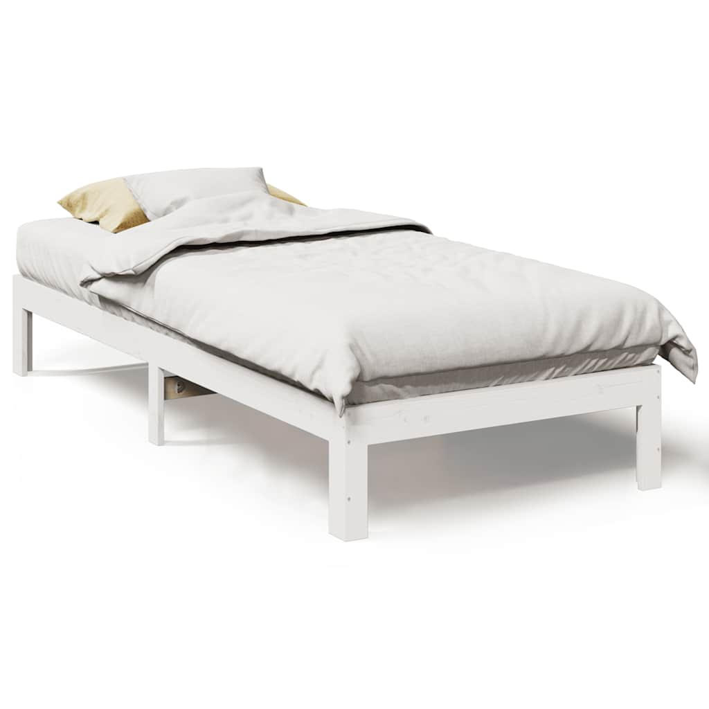 Bedframe zonder matras massief grenenhout wit 80x200 cm