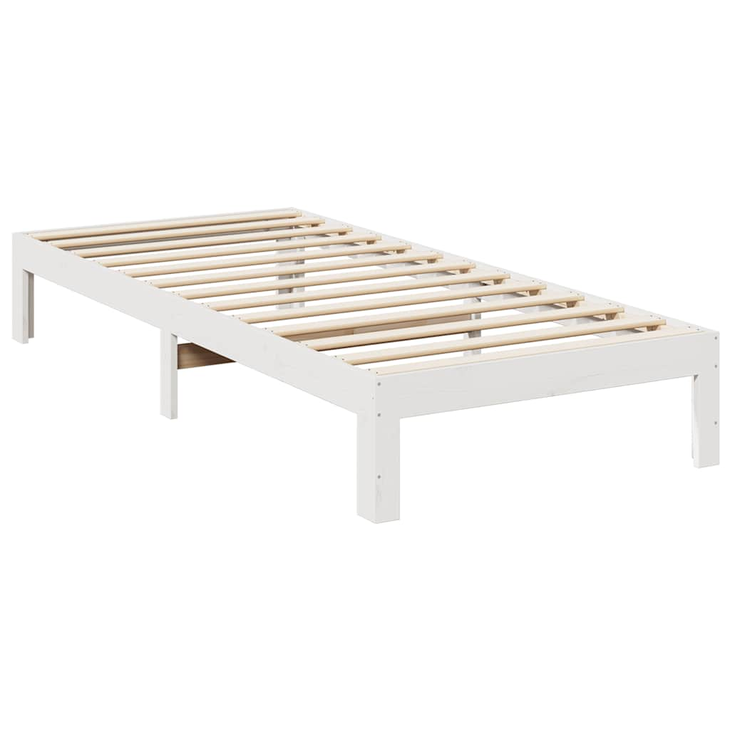 Bedframe zonder matras massief grenenhout wit 80x200 cm