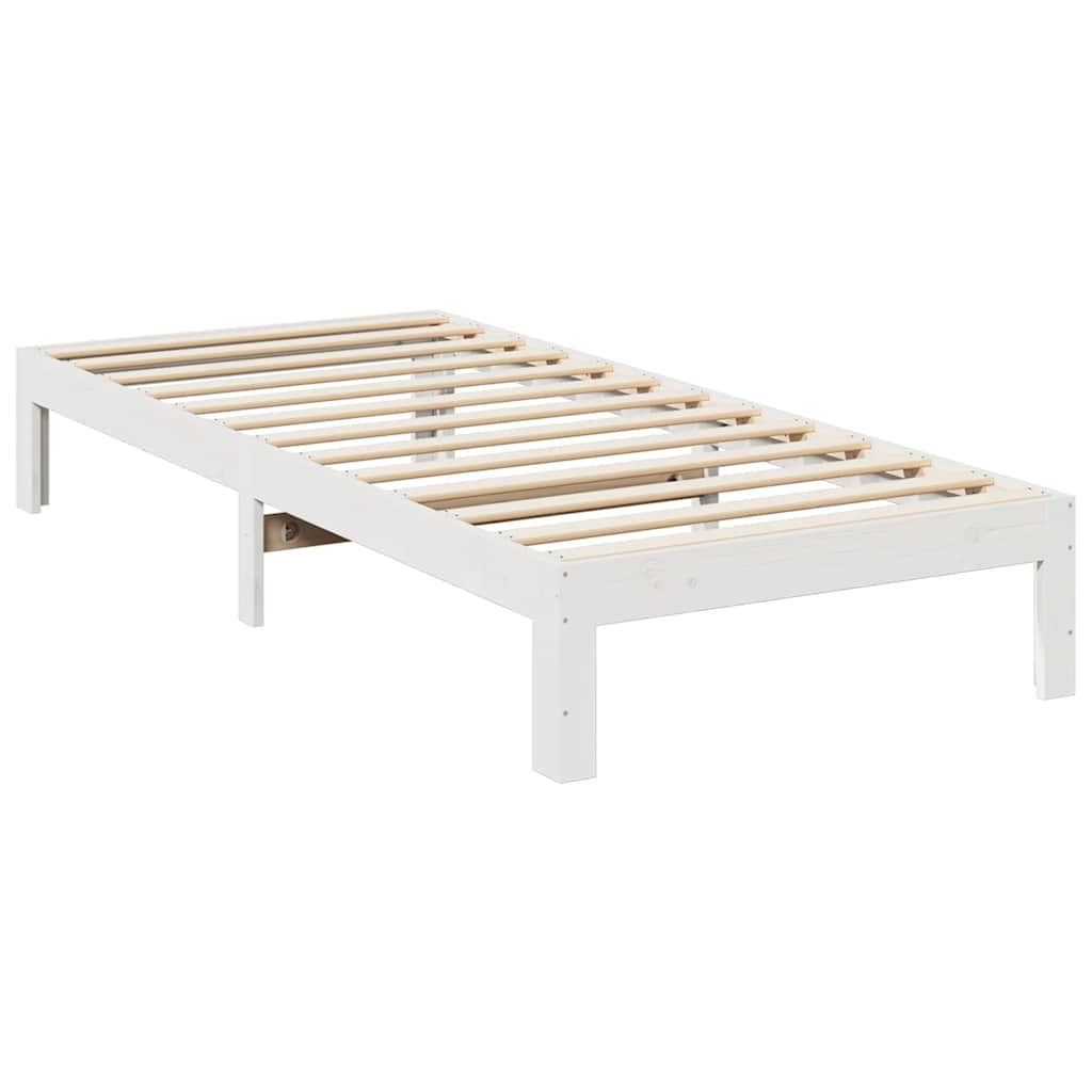 Bedframe zonder matras massief grenenhout wit 80x200 cm