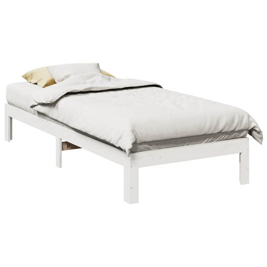 Bedframe zonder matras massief grenenhout wit 80x200 cm