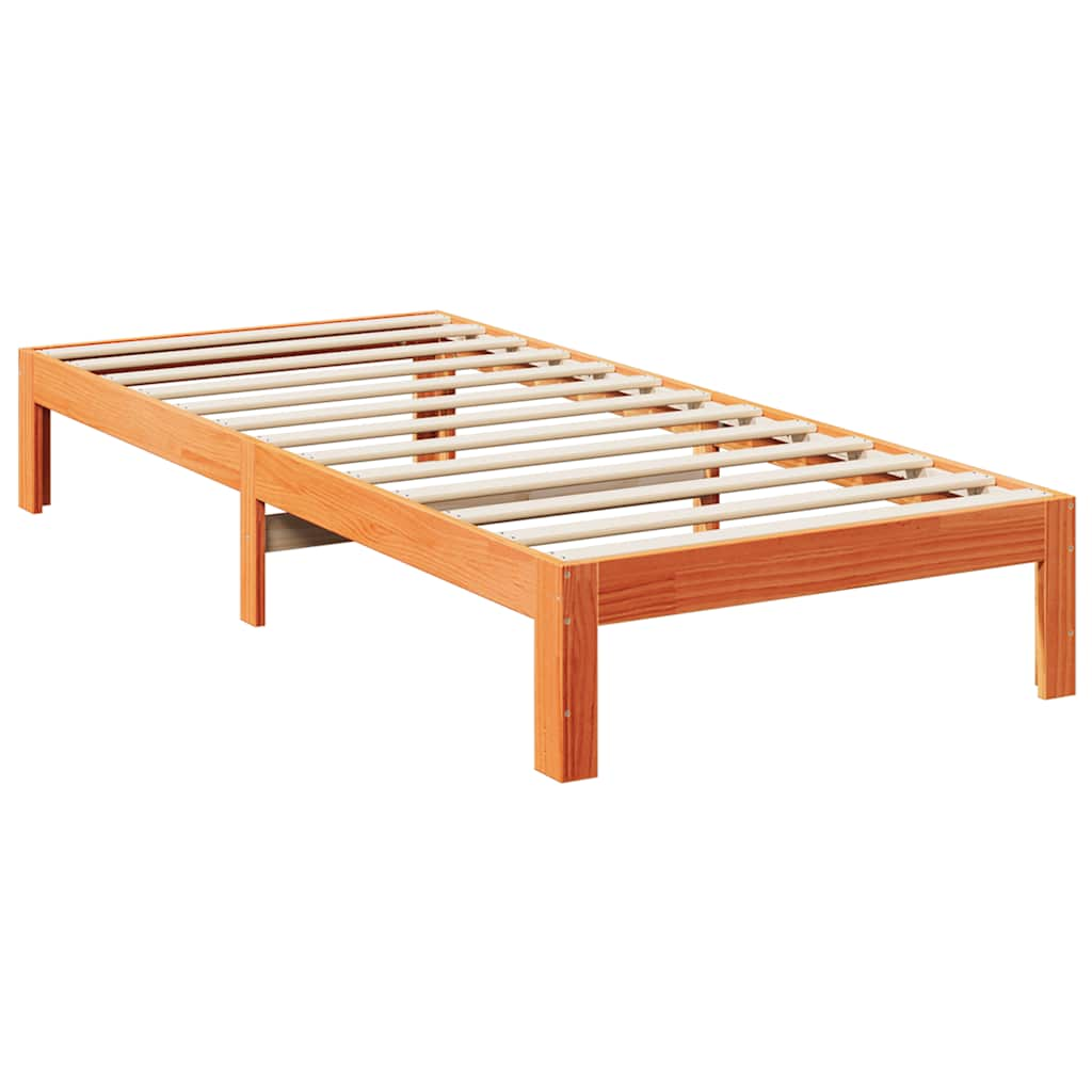 Bedframe zonder matras massief grenenhout wasbruin 80x200 cm