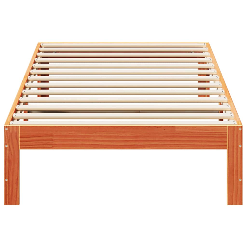 Bedframe zonder matras massief grenenhout wasbruin 80x200 cm