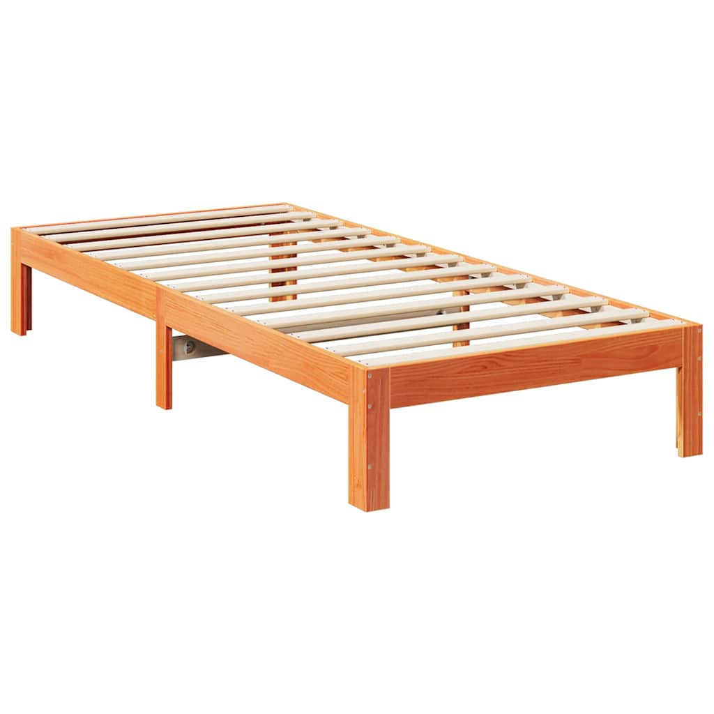 Bedframe zonder matras massief grenenhout wasbruin 80x200 cm