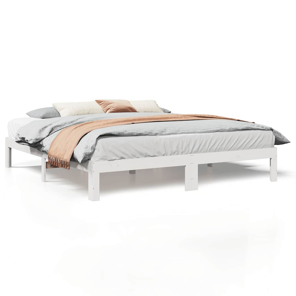 Bedframe zonder matras massief grenenhout wit 160x200 cm