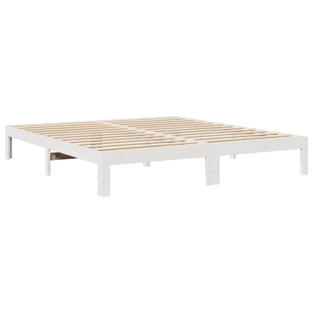 Bedframe zonder matras massief grenenhout wit 160x200 cm