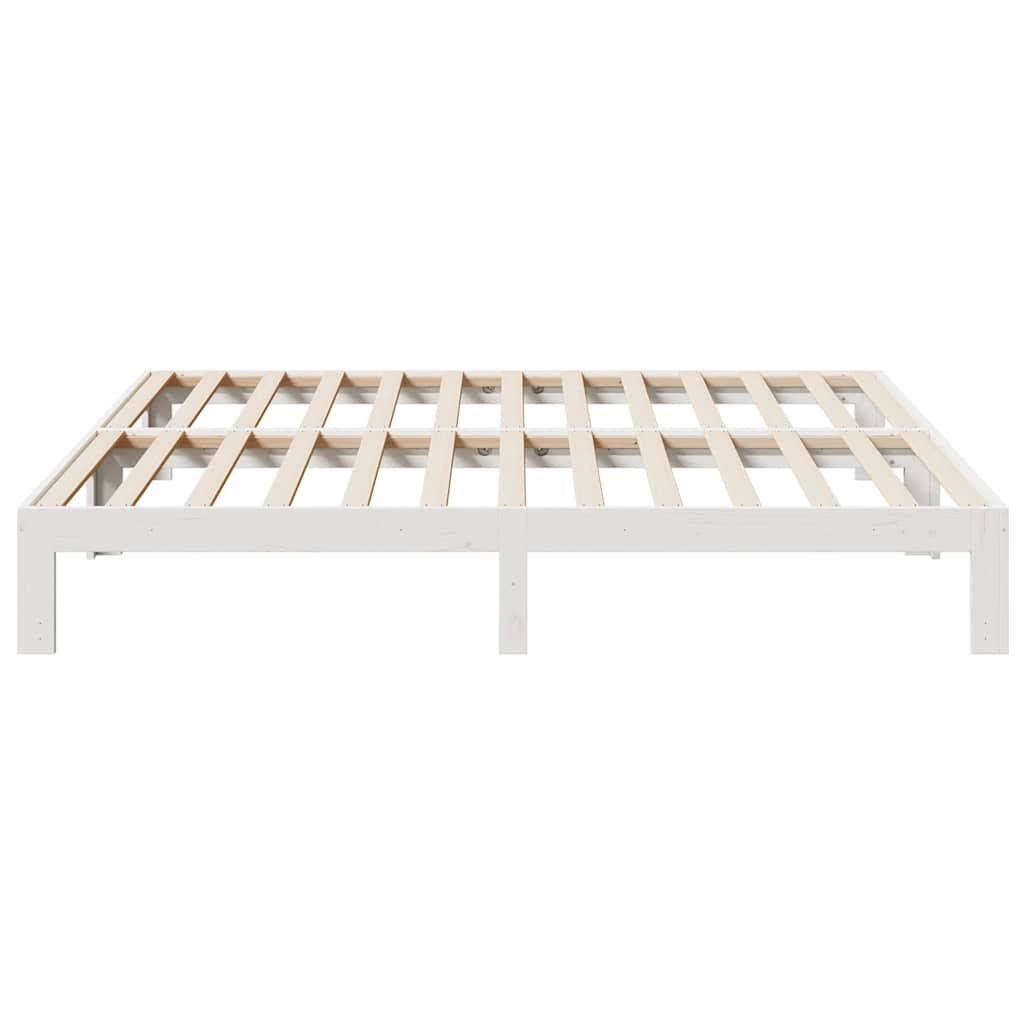 Bedframe zonder matras massief grenenhout wit 160x200 cm